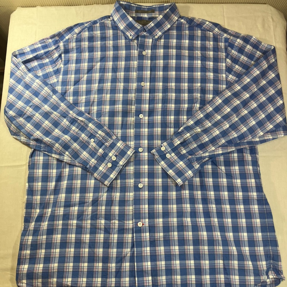 Daniel Cremieux Signature Collection Mens XL Blue Plaid Cotton Lyocell Shirt